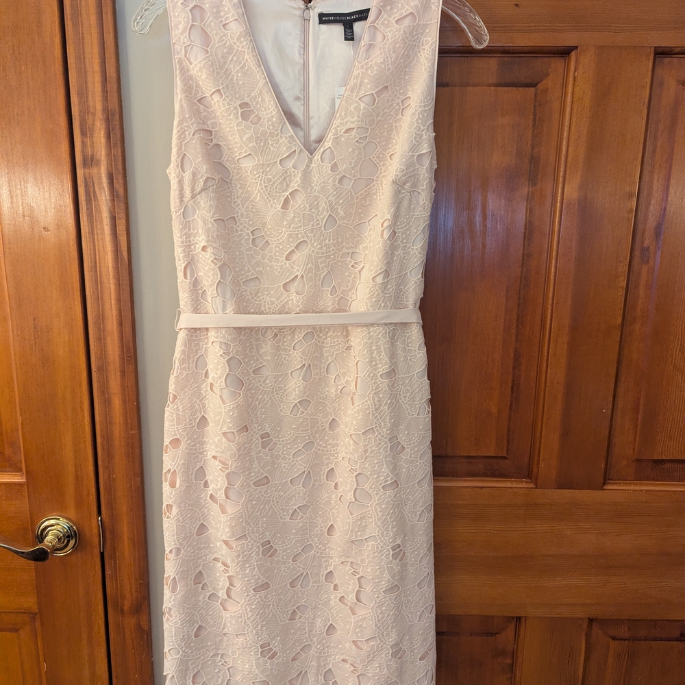 NWT White House Black Market Light Pink Lace Midi Dress Size 6 - Picture 2 of 8
